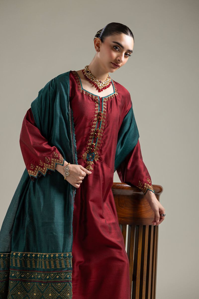 Silk Maroon Kurta
