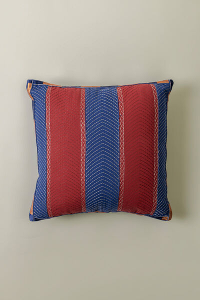 Dyed Embroidered Cotton Duck 16x16in Cushion Cover