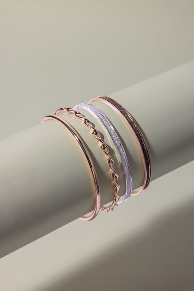 Solid Metal Set Of 4 Bracelet