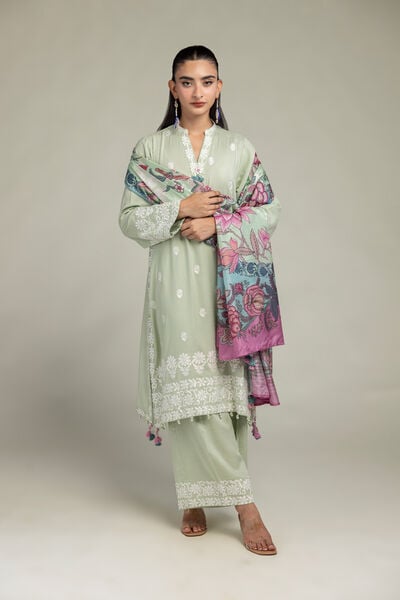 Embroidered Raw Silk Floral Silk Pants