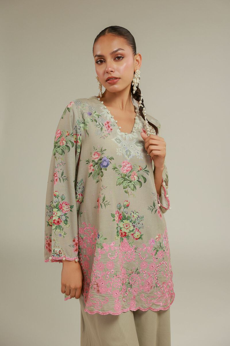 Floral V-Neck Kurta