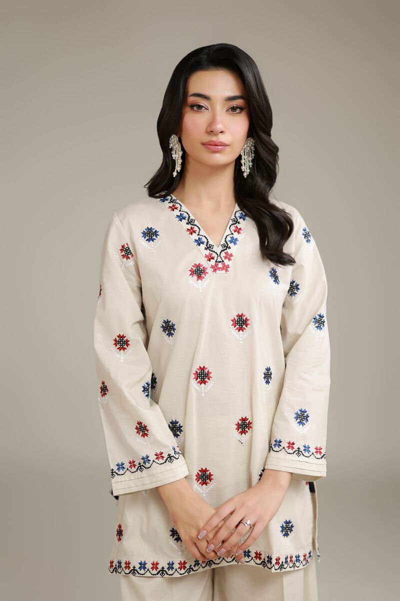 Floral V-Neck Kurta