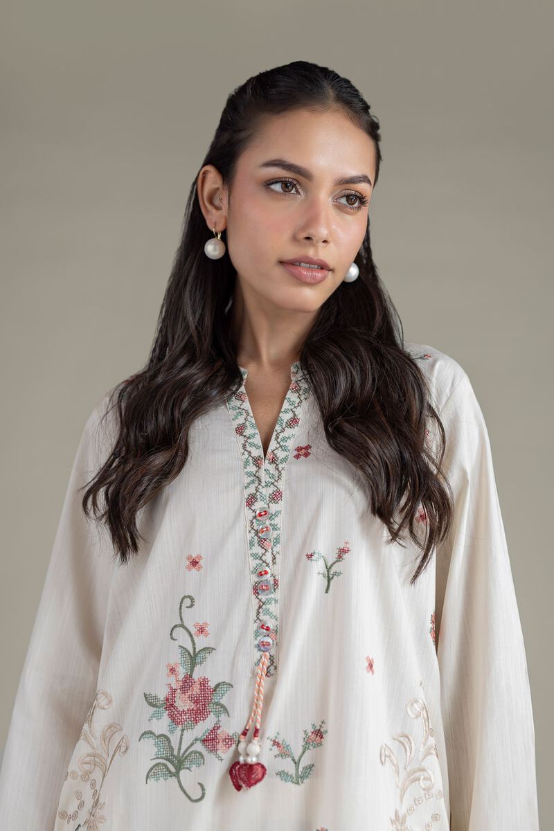 Floral V-Neck Kurta