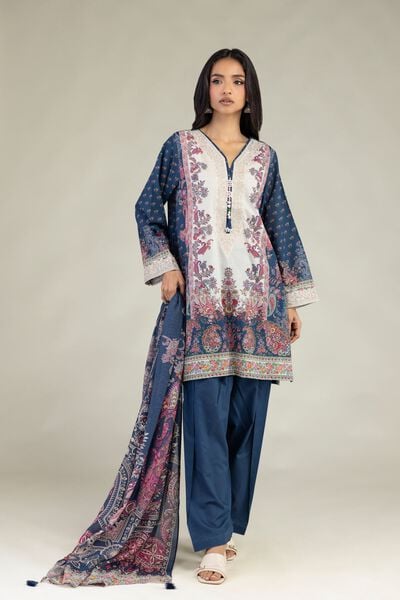 Embroidered Textured Lawn Fabrics 3 Piece