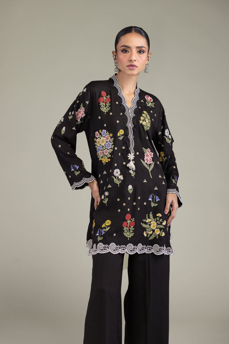 Black Silk Kurta view 2
