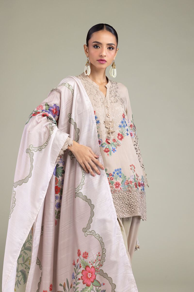 Floral Beige Dupatta