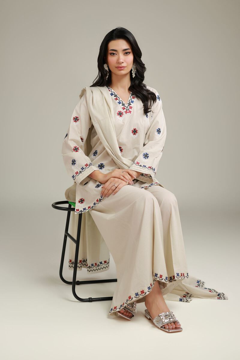 Floral V-Neck Kurta