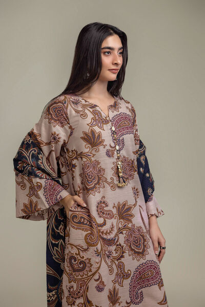 Printed Light Khaddar 3 Piece Tailored