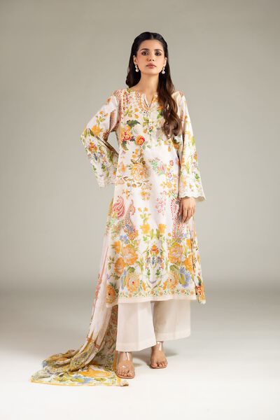 Embroidered Lawn Fabrics 3 Piece