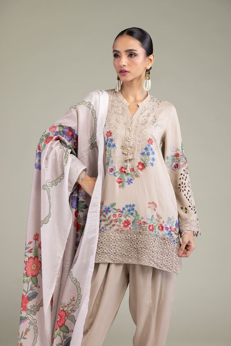 Floral Beige Dupatta