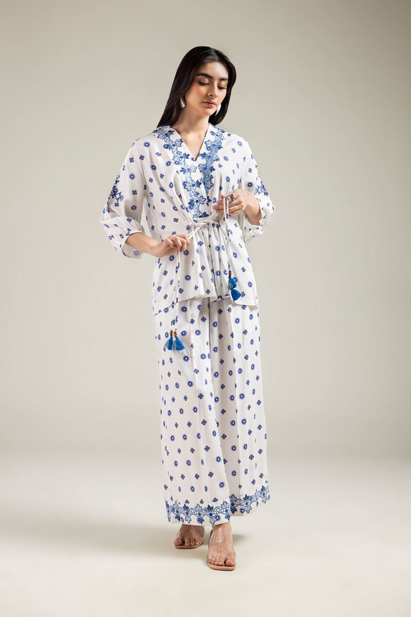 Geometric White Trousers