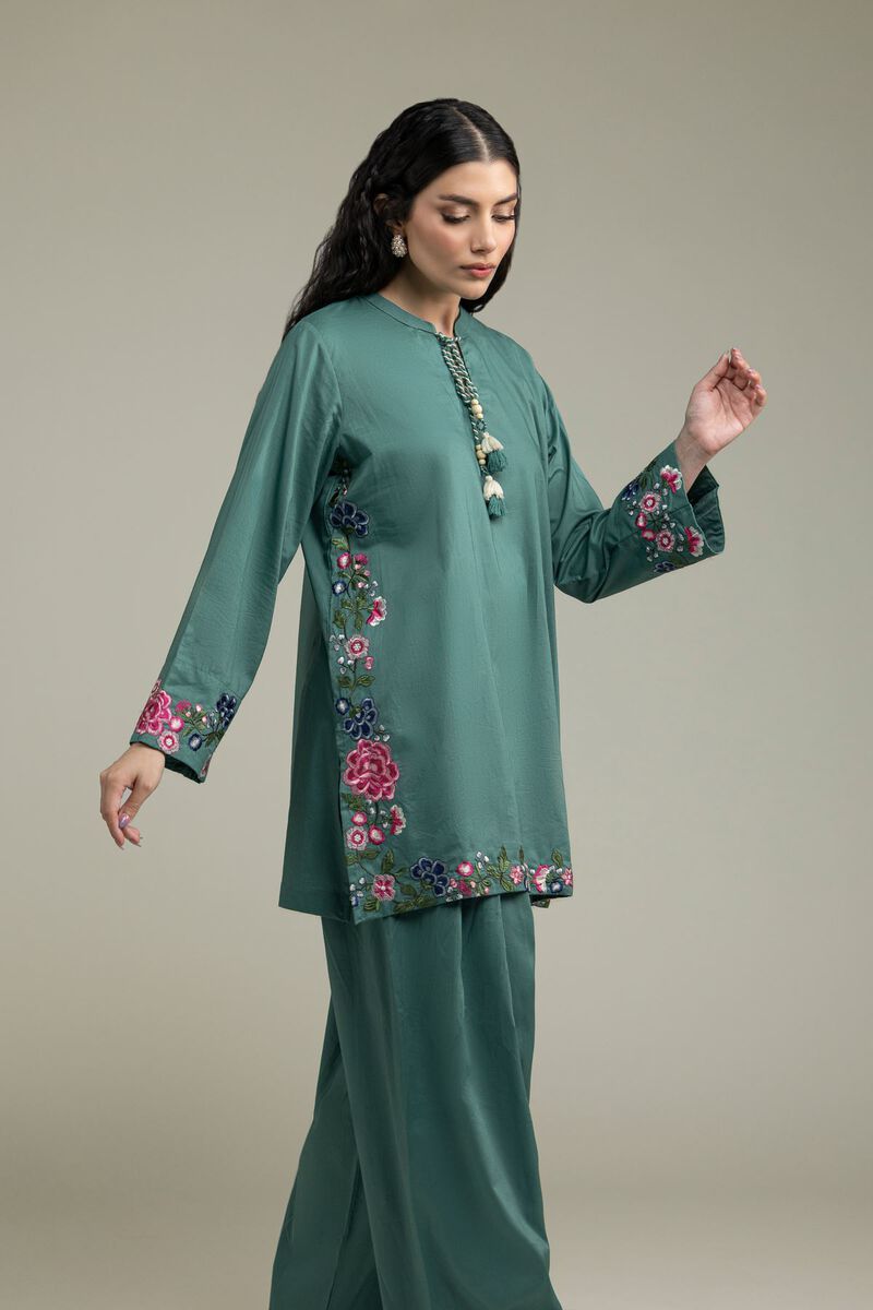Teal Floral Kurta