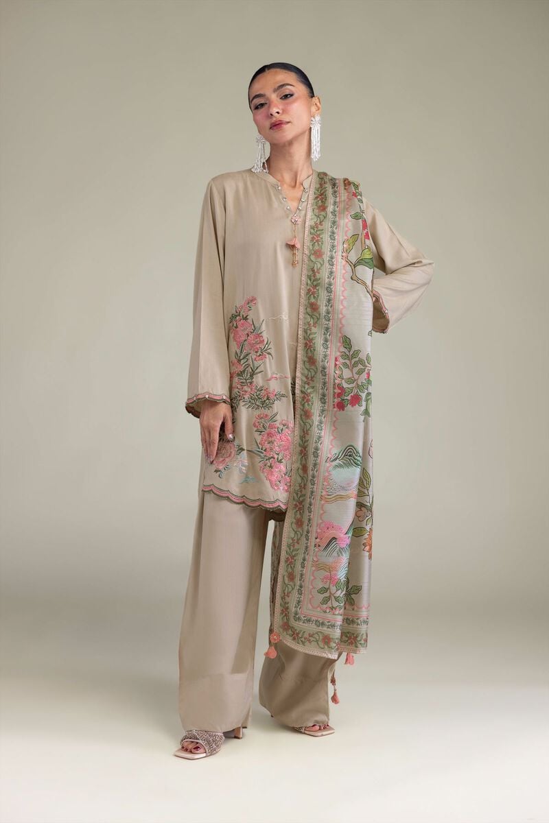 Beige Silk Shalwar