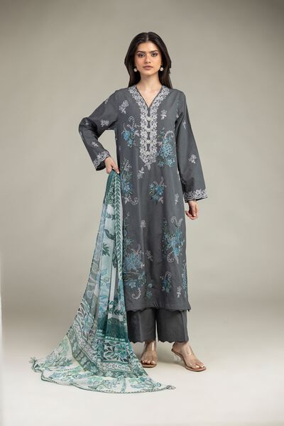 Embroidered Cambric Fabrics 3 Piece