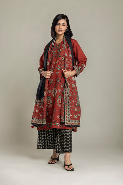 Printed Light Khaddar Fabrics 3 Piece