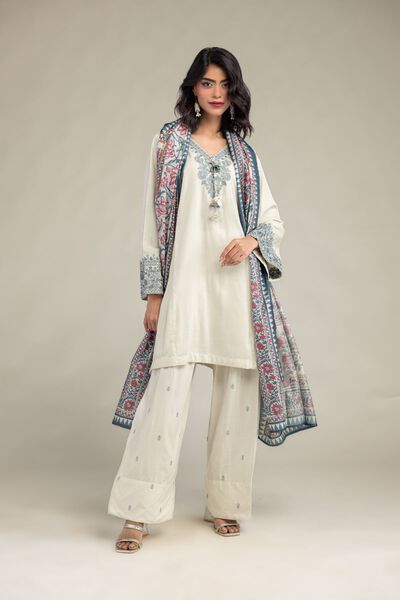 Embroidered Raw Silk Solid Silk Shalwar