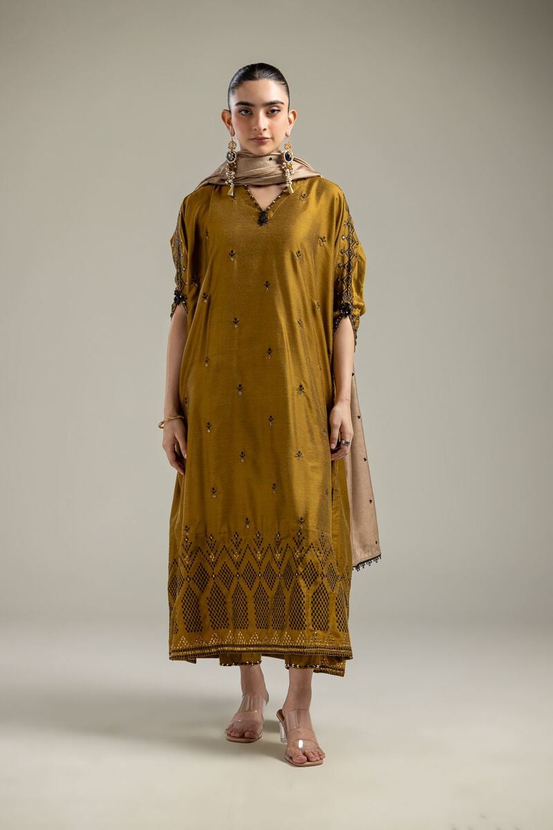 Silk Mustard Pants