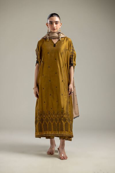 Silk Mustard Pants, image 1