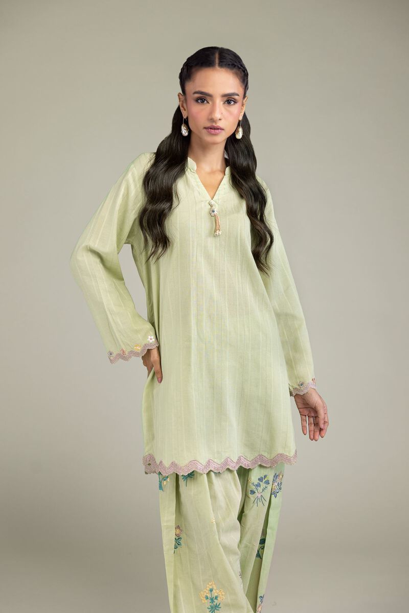 Cotton Band-Collar Kurta view 2