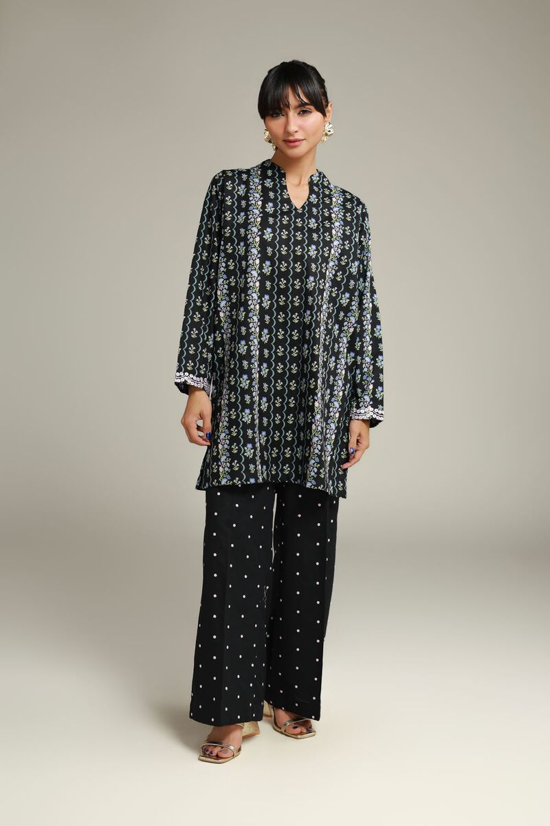 Black Floral Kurta