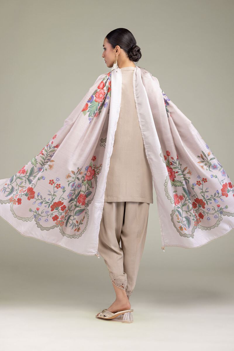 Floral Beige Dupatta
