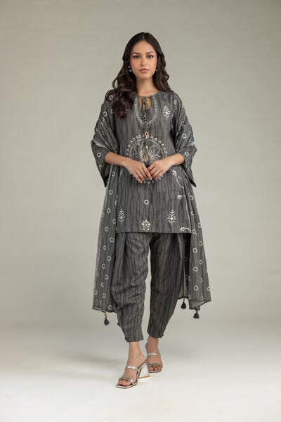 Gray Cotton Kurta, image 1