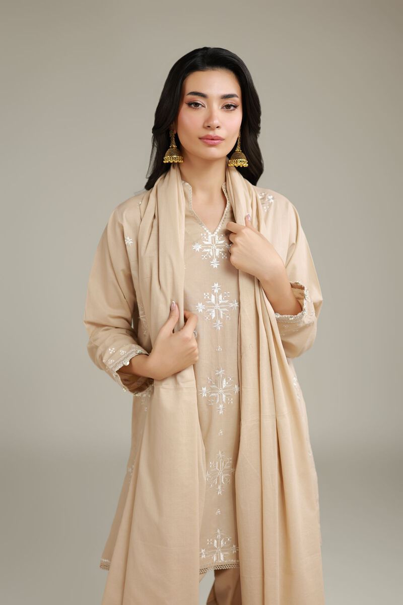 Embroidered Beige Dupatta