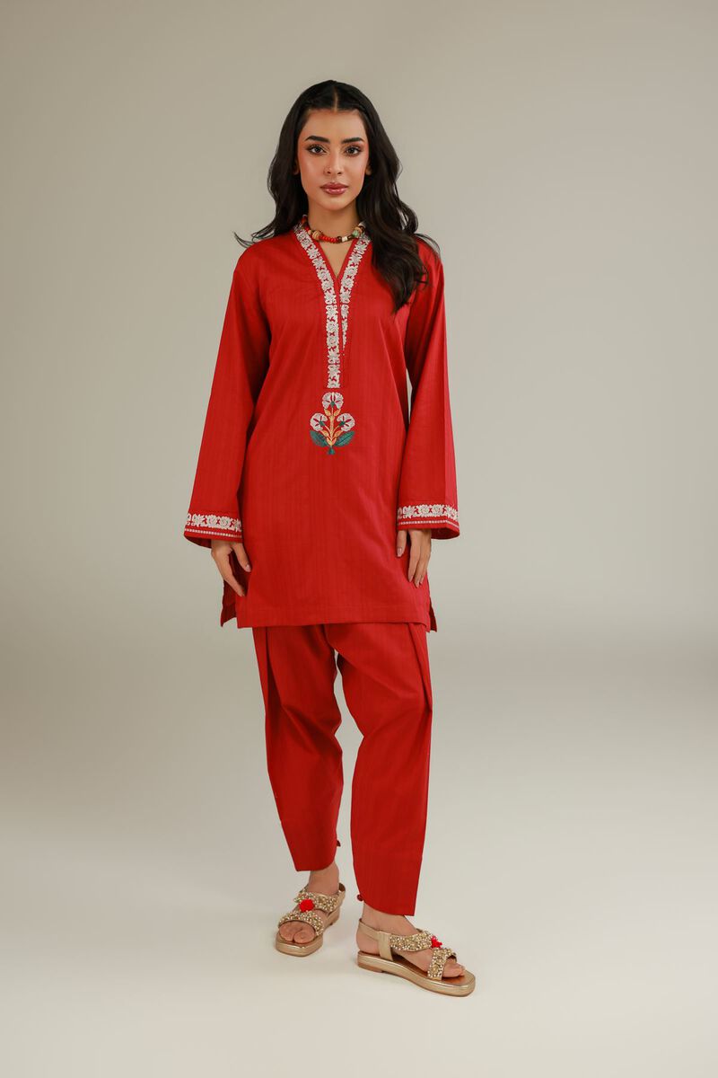 Red Floral Kurta