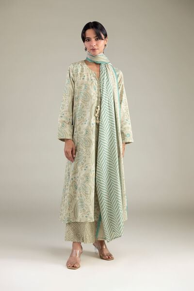 Printed Cambric Beige Cambric Pants