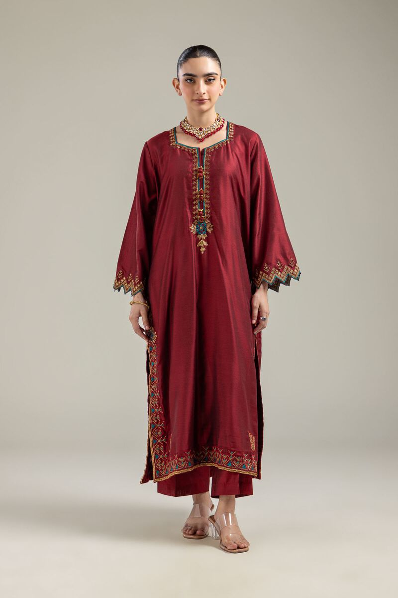 Silk Maroon Kurta