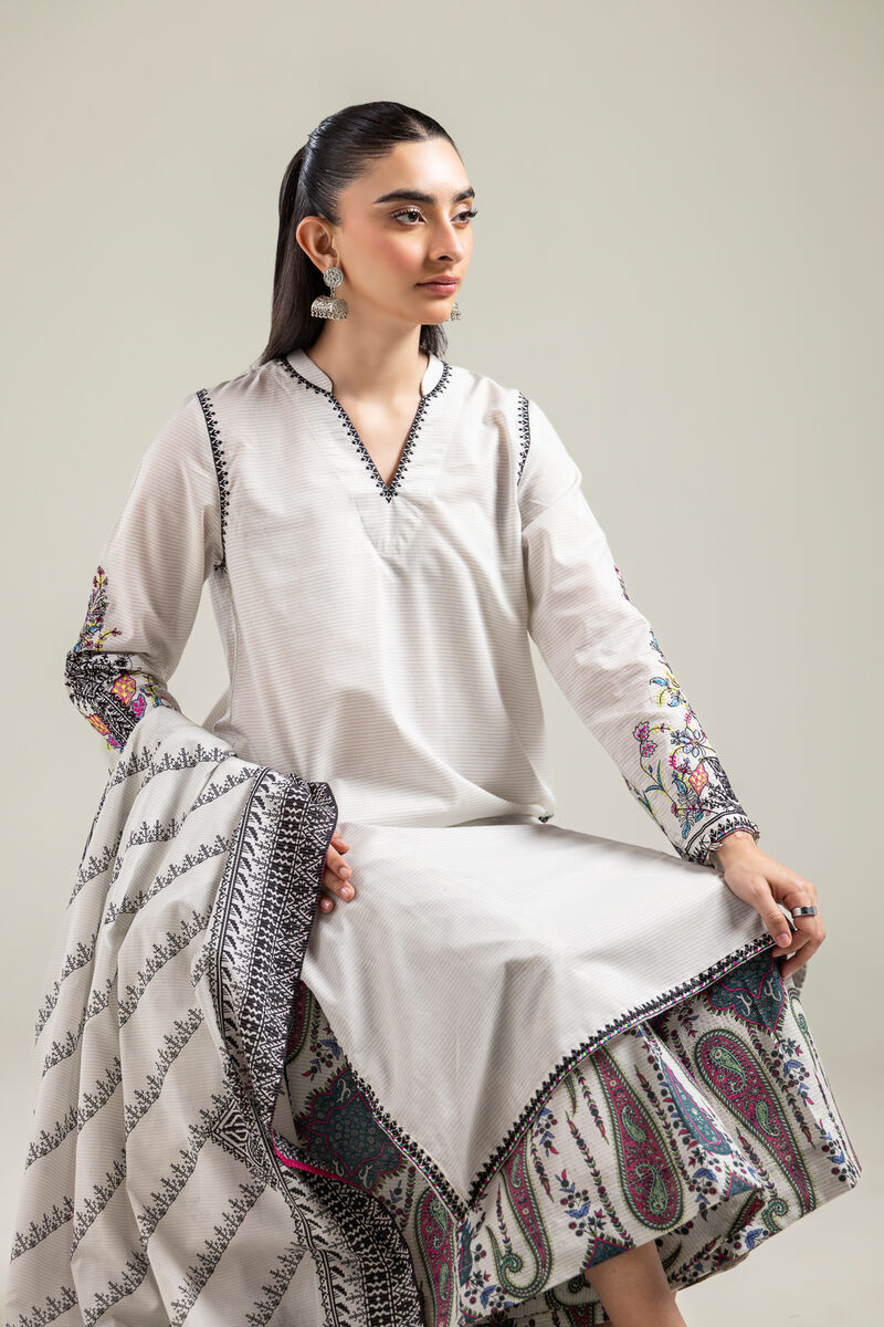 Geometric Off-White Dupatta