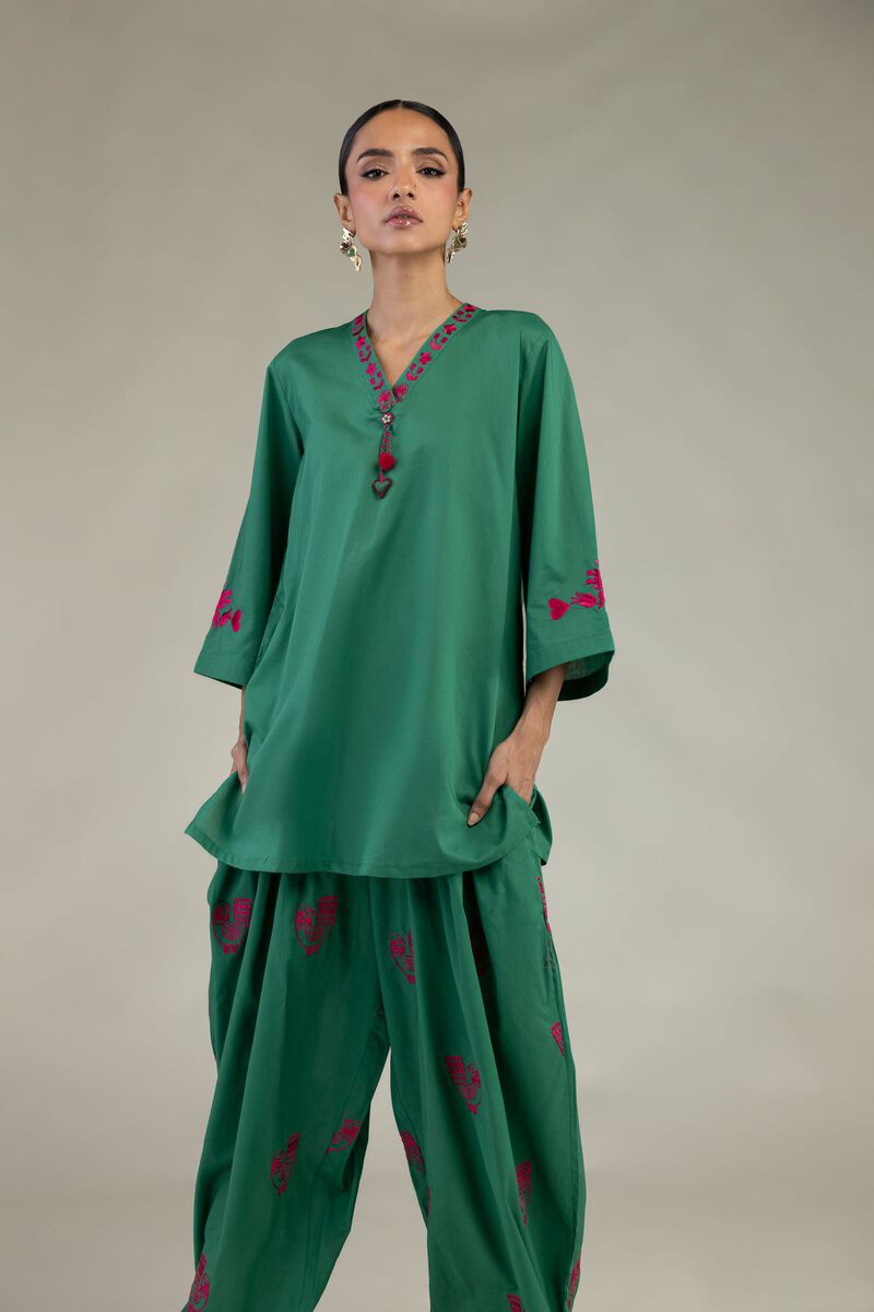 Green Floral Kurta