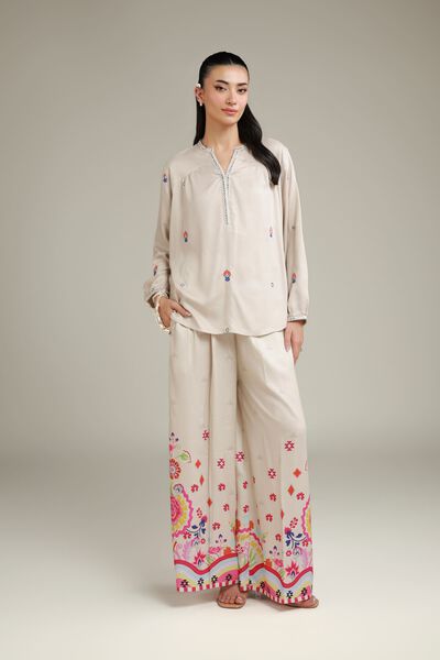 Embroidered Viscose Crepe Trousers