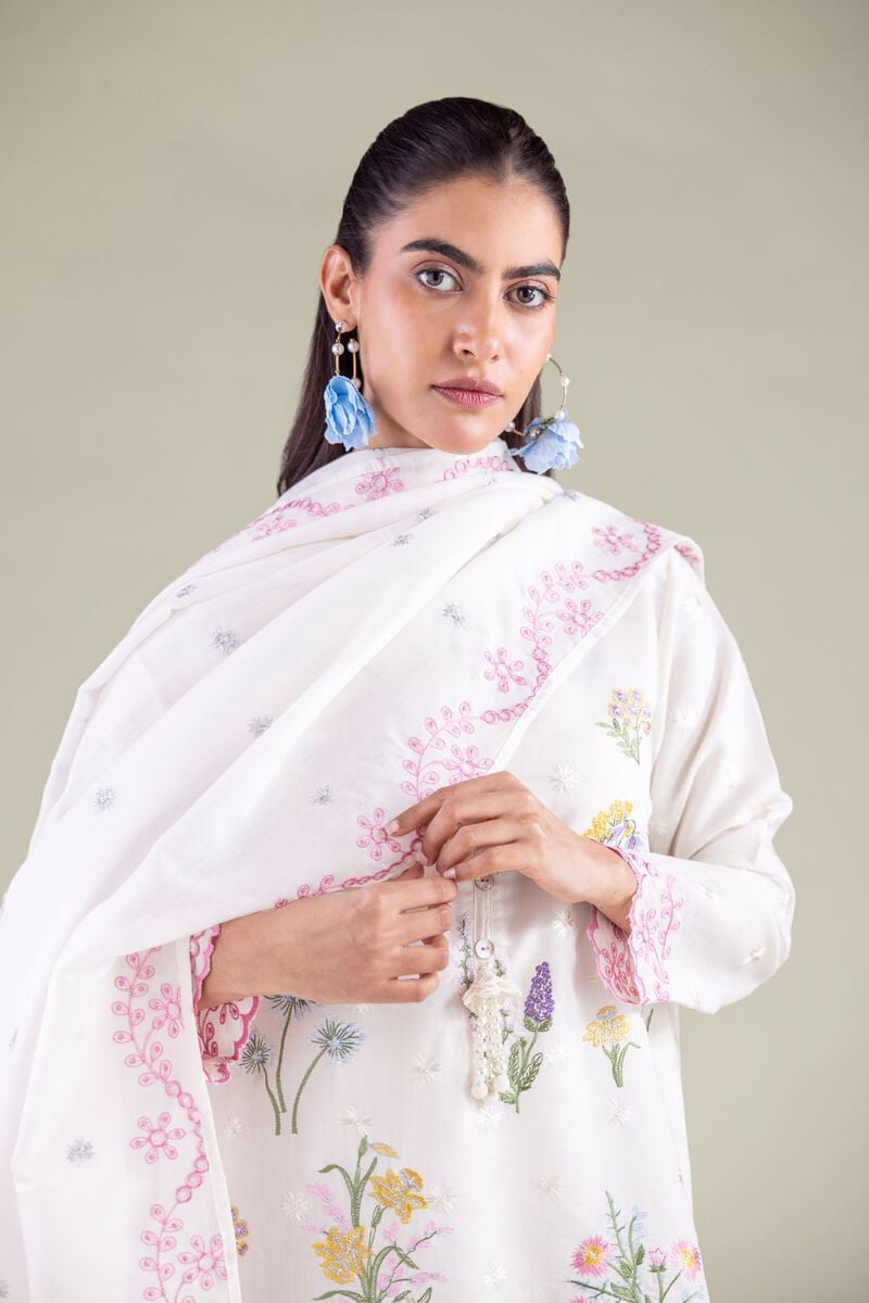 Floral Threadwork Dupatta