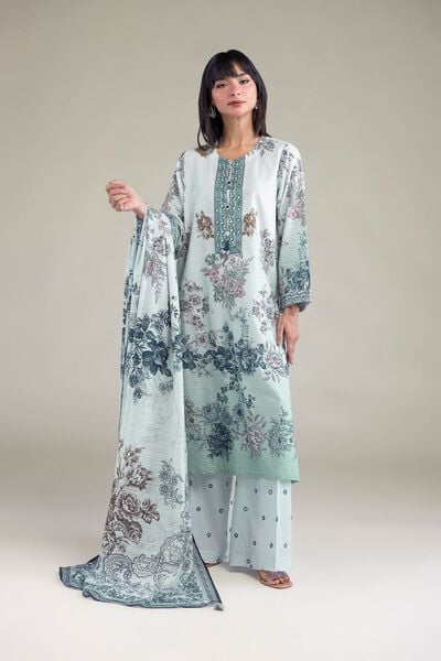 Embroidered Mesuri Dobby Fabrics 3 Piece