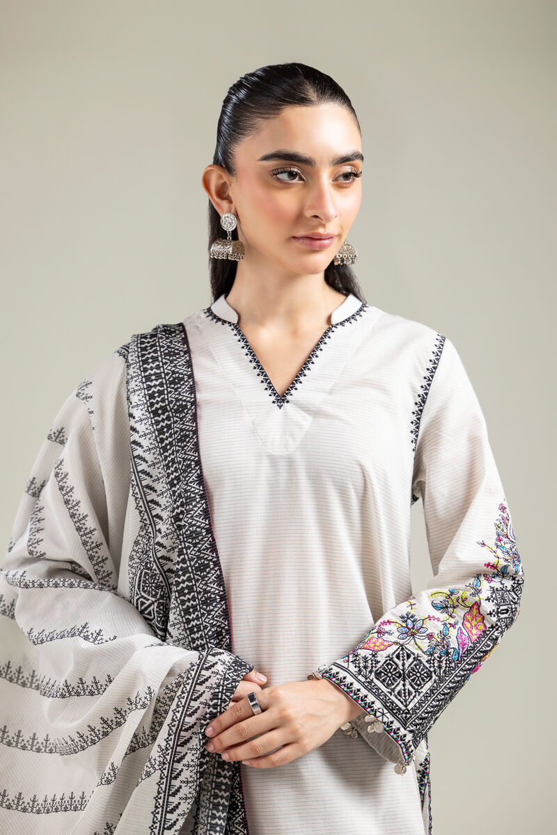 Geometric Off-White Dupatta