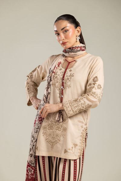 Floral Beige Kurta, image 1