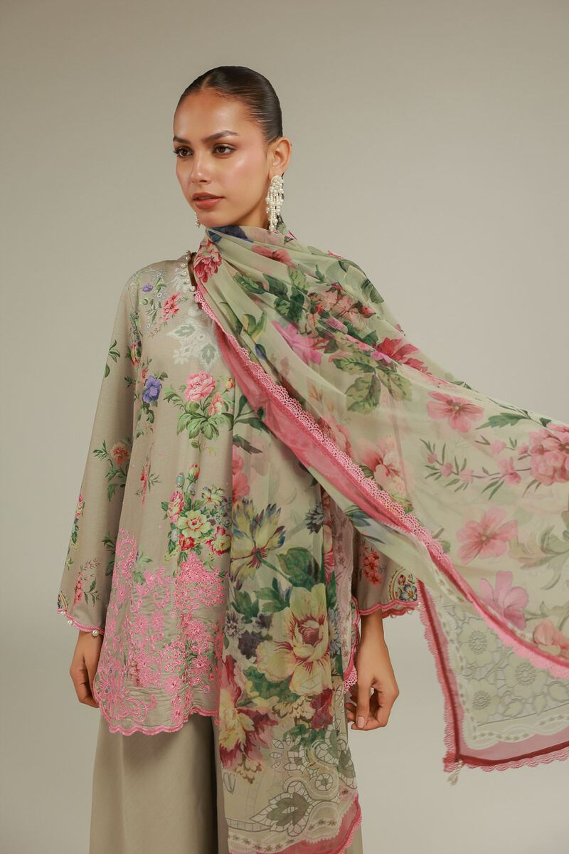 Floral Lace-Up Dupatta