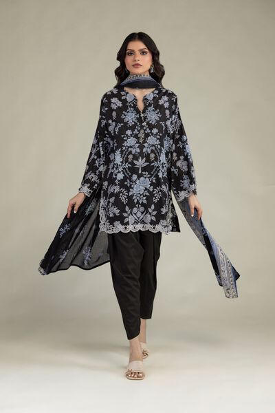 Embroidered Cambric Black Solid Shalwar