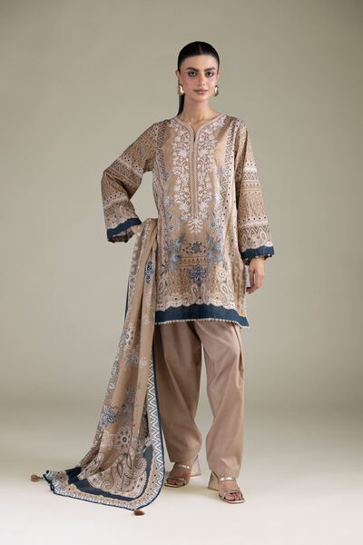 Embroidered Lawn Fabrics 3 Piece