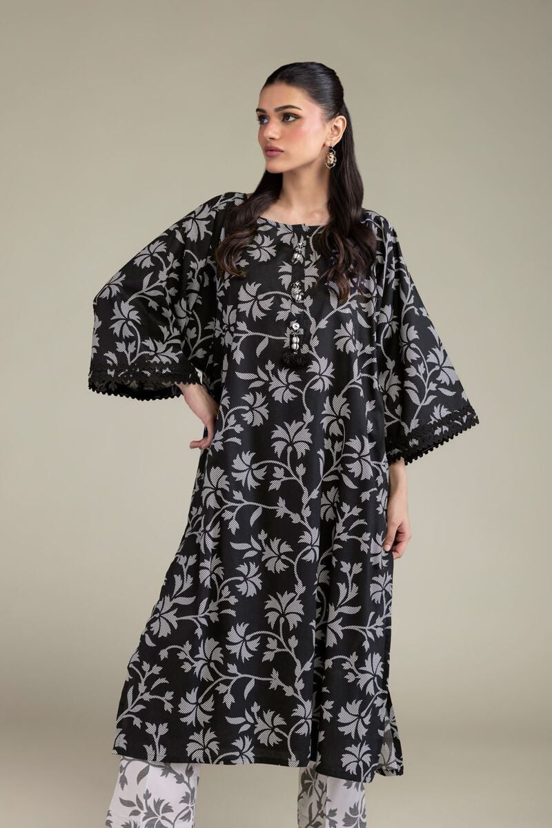 Black Floral Kurta