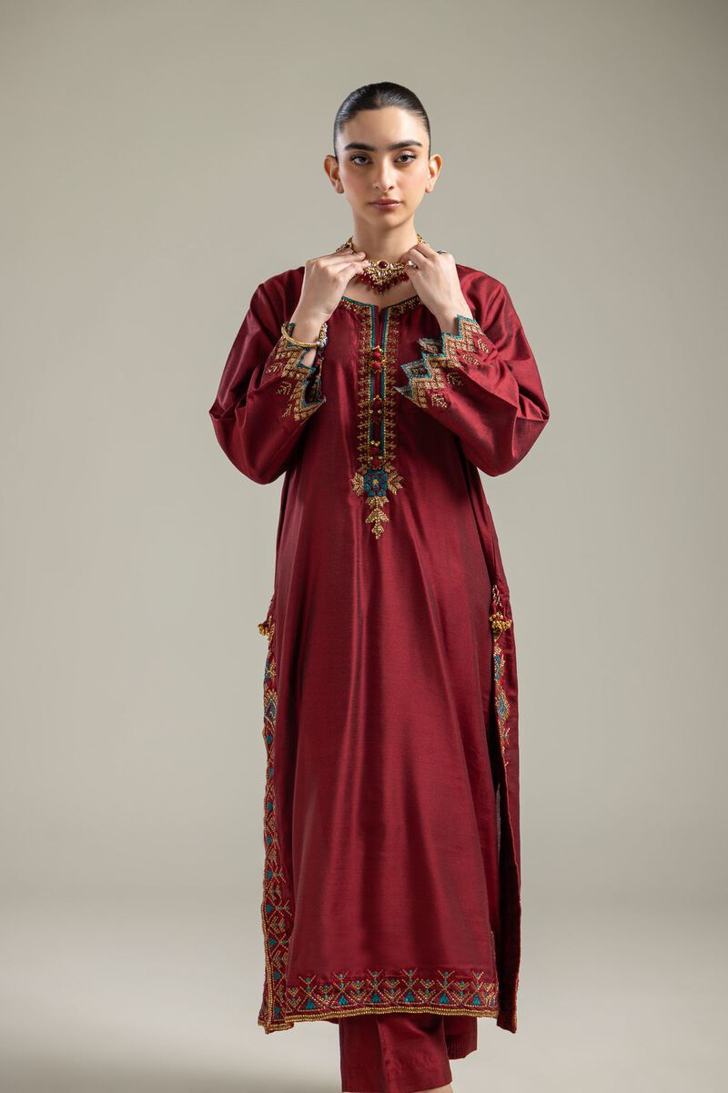 Silk Maroon Kurta