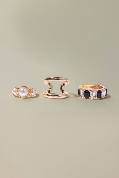 Embellished Metal Set Of 3 Ring