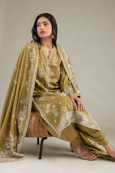Printed Cambric Cambric V-Neck Kurta