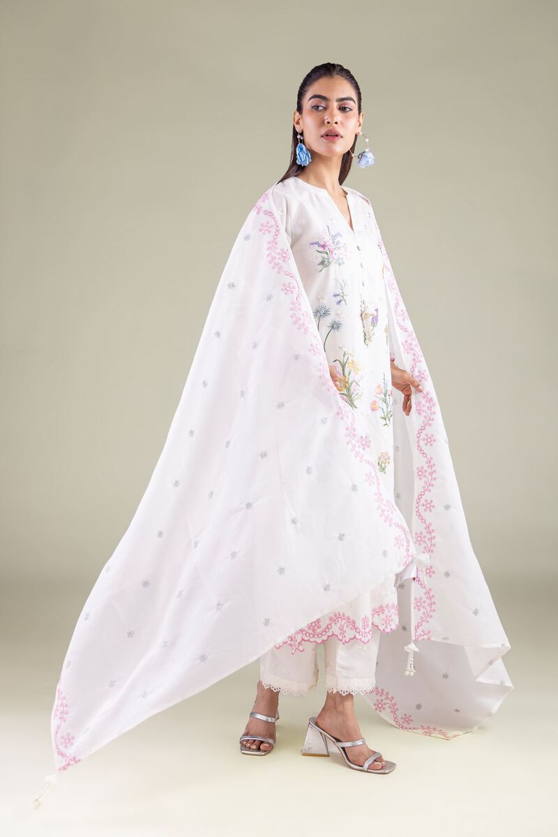 Floral Threadwork Dupatta