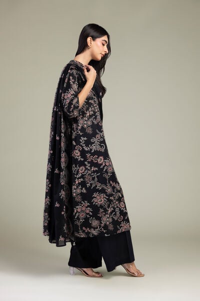 Embroidered Cambric Black Solid Pants