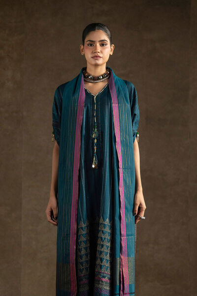 Yarn Dyed Embroidered Handwoven Kurta