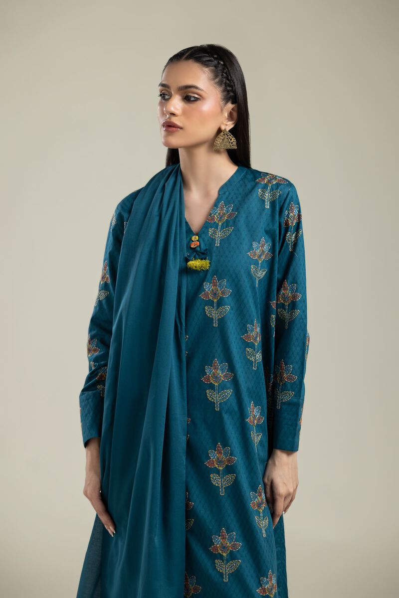 Teal Lawn Dupatta