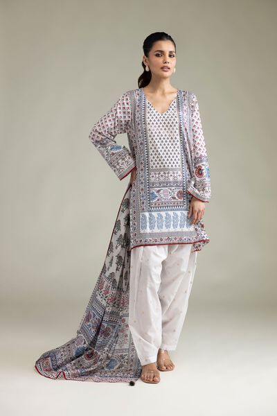 Embroidered Lawn Fabrics 3 Piece