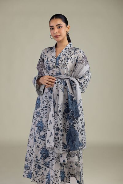Gray Lawn Dupatta, image 1